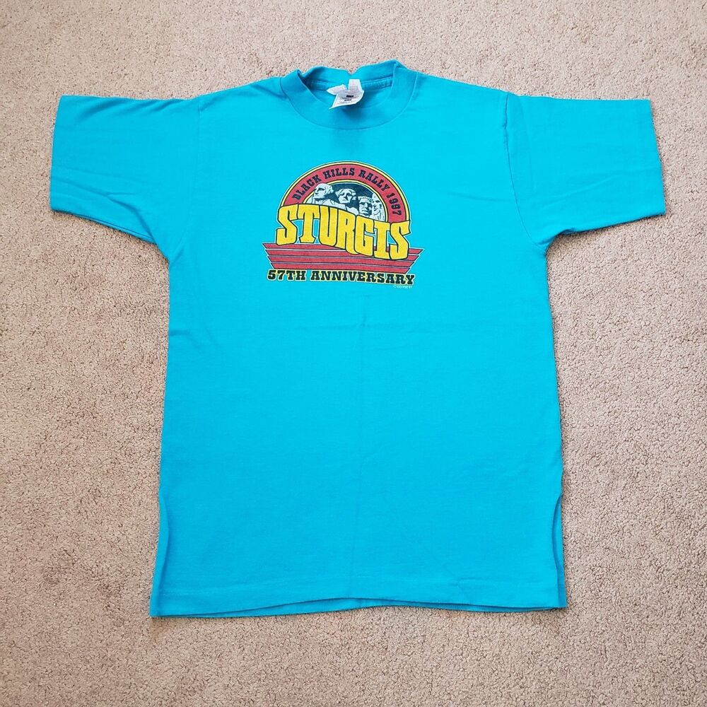 Vintage 1997 Sturgis Black Hills Rally T-shirt 57th anniversary Youth 14-16 Blue